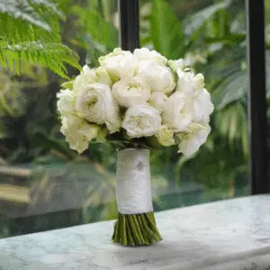 Classic round white wedding bouquet