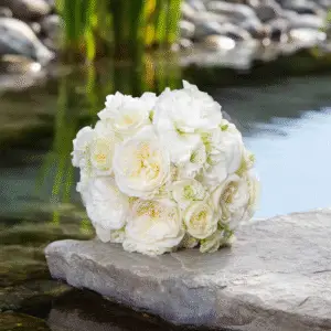 Classic round white wedding bouquet