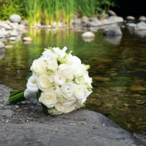 Classic round white wedding bouquet