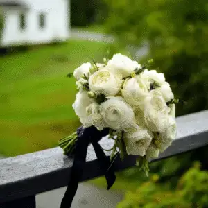 Classic round white wedding bouquet