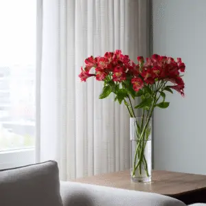 Vibrant flowers in a glass vase