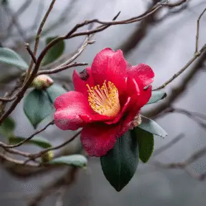 Camellia (Camellia japonica) red flower