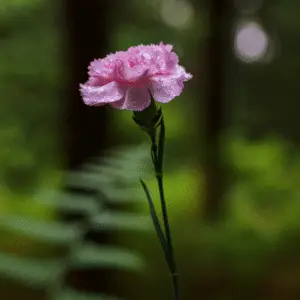 Pink carnation with dew drops
