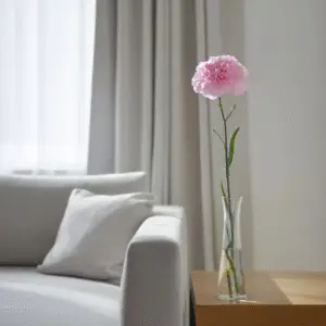 Single pink carnation in vase