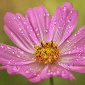 Pink flower with water droplets