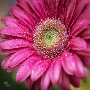 Vibrant pink flower with water droplets