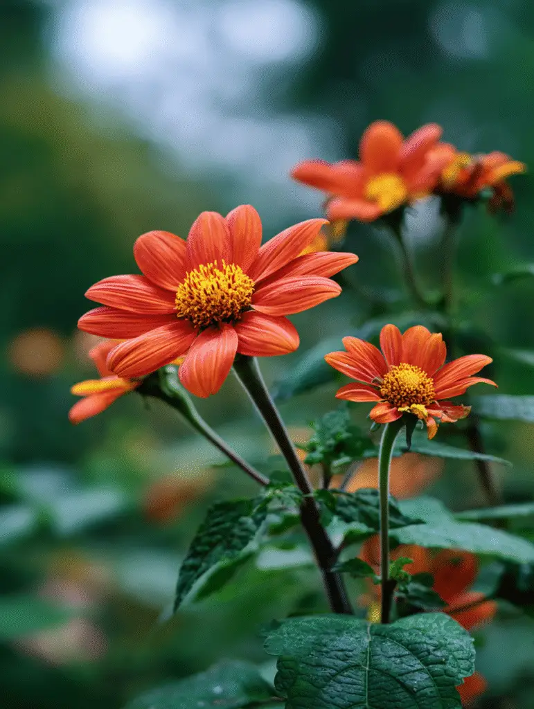 Mexican sunflower bloom, orange petals.