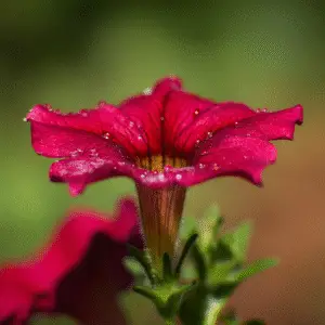 Vibrant pink petunia with water droplets