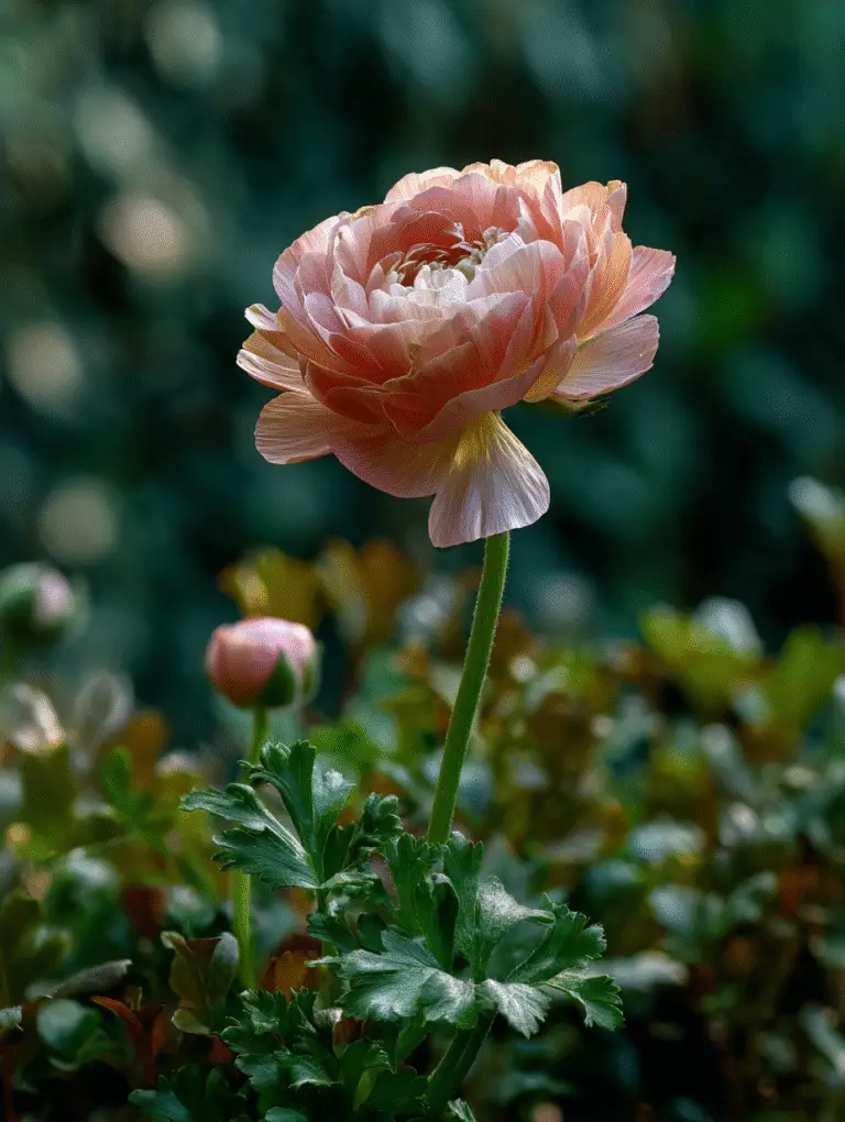 Layered ranunculus blooms in soft pink and cream