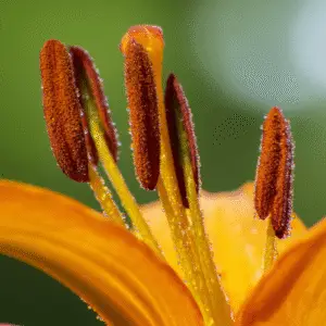 Close-up of orange lily with droplets