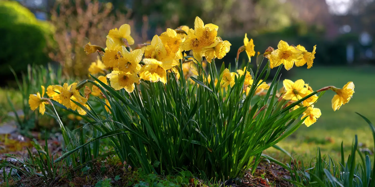 Bright yellow daffodils in bloom
