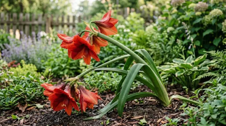 Common amaryllis problems including leaning stalks and split bulbs
