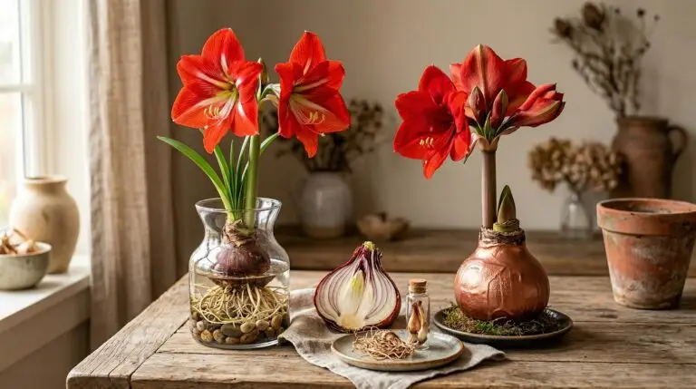 Growing amaryllis in water with no soil using the waxed bulb method