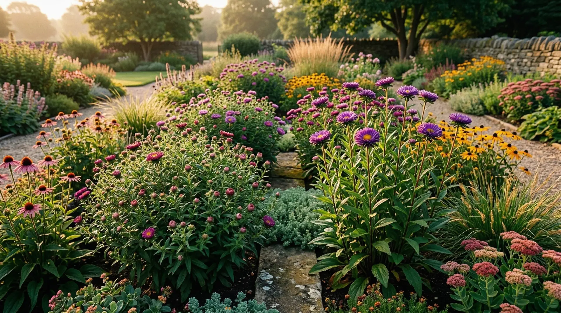 Aster - Pinching asters in spring for bushier plants and more abundant fall flowers
