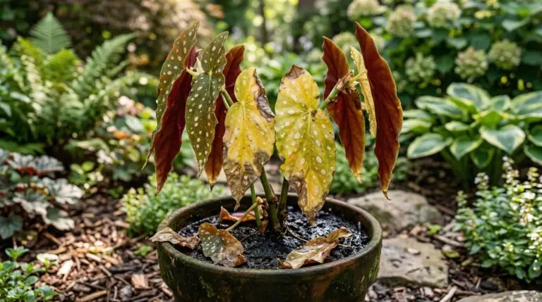 Why begonia leaves are curling dropping or developing brown spots