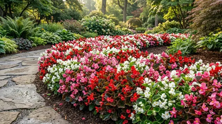 Wax begonias as low maintenance bedding plants that bloom from spring to frost
