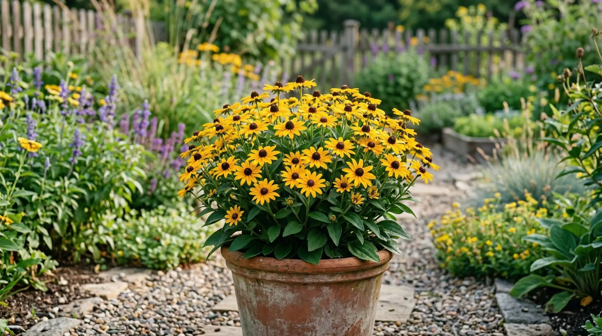 Black Eyed Susan - Growing black eyed Susans in containers for sunny decks and apartment balconies
