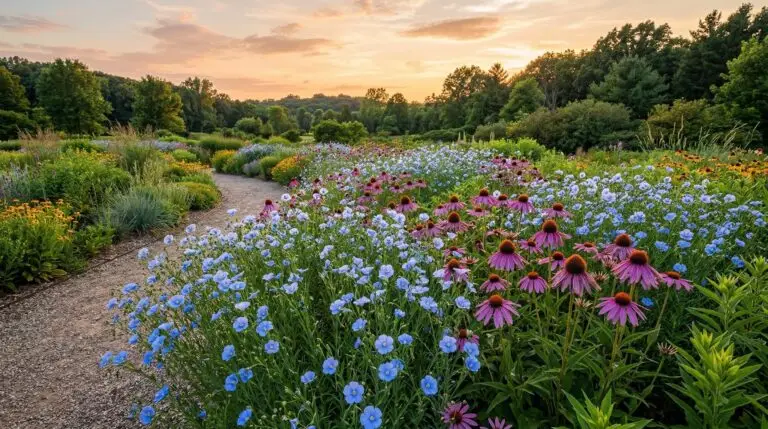 Blue flax companion plants for a naturalistic prairie-inspired garden design