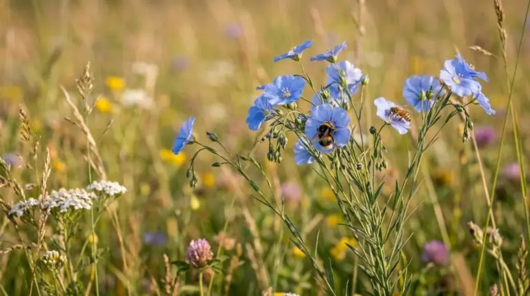 Blue flax for pollinator gardens attracting native bees and beneficial insects