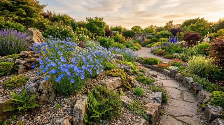 Blue flax in rock gardens and gravel pathways for a natural alpine look