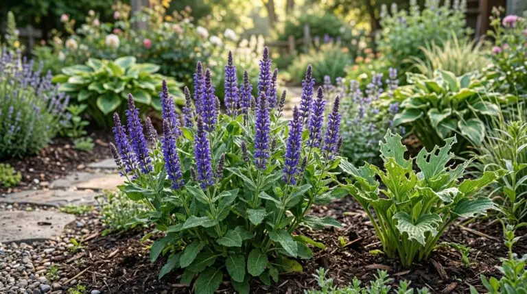 Blue salvia as a deer-resistant flower for gardens where deer are a constant problem