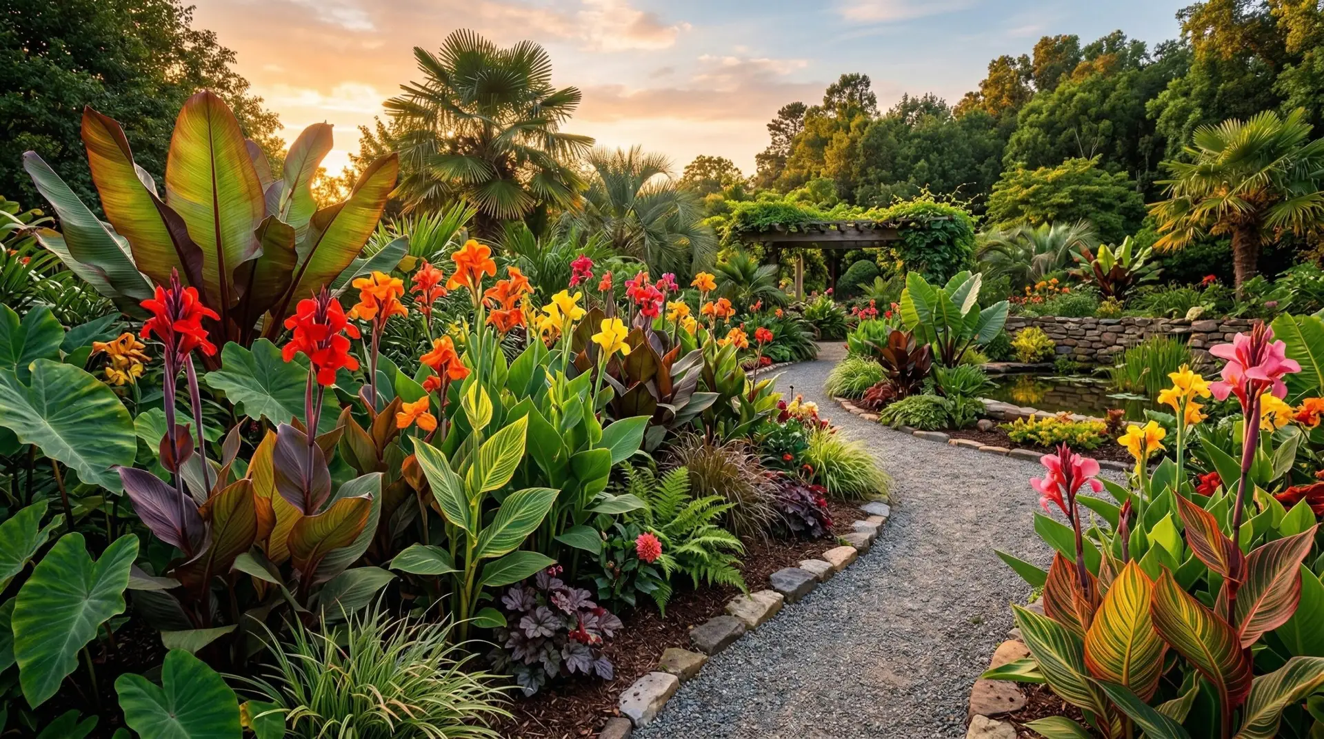 Canna Lily - How to create a tropical garden look with cannas as the dramatic centerpiece