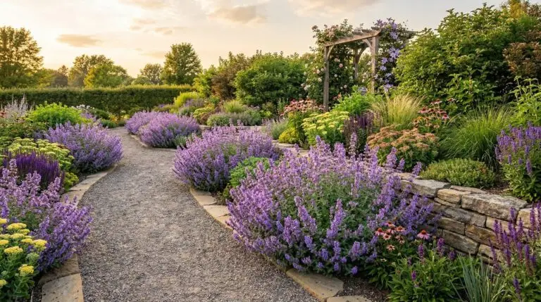 Designing a low-water perennial border with catmint as the anchor plant