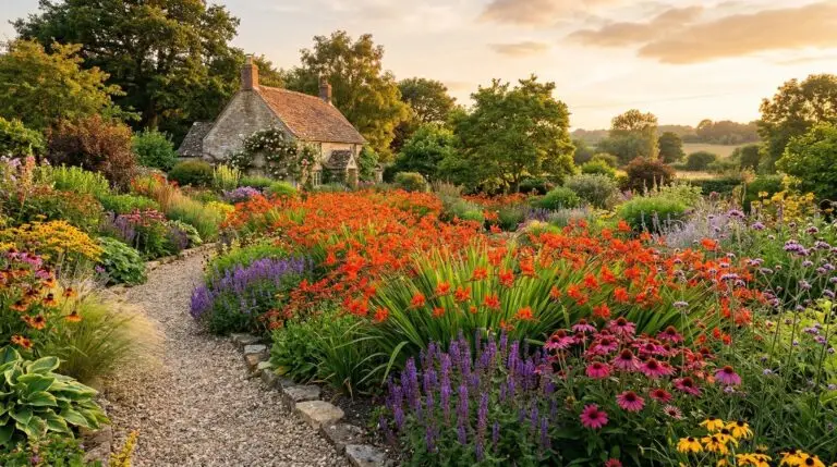Designing a late summer garden with crocosmia that peaks when spring flowers are gone