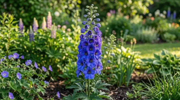 Delphiniums as show-stopping cut flowers for dramatic tall arrangements
