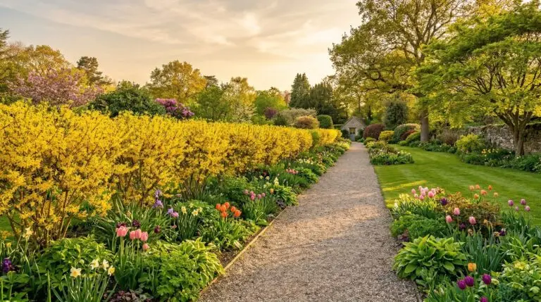 Using forsythia as a fast-growing privacy hedge that lights up spring