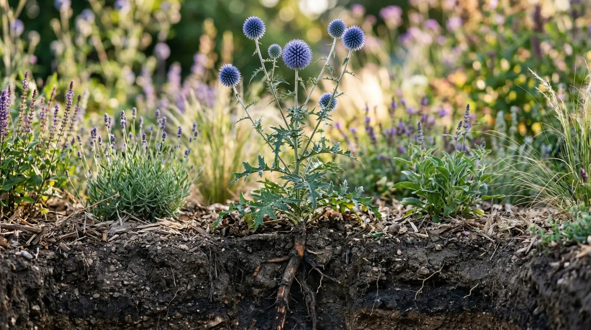 Globe Thistle - Globe thistle for hot dry slopes and problem areas where other perennials fail