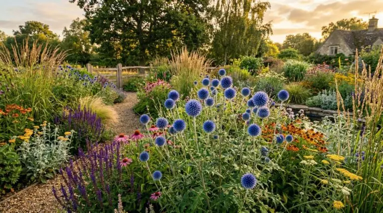 Globe thistle in modern garden design and the trend toward architectural perennials