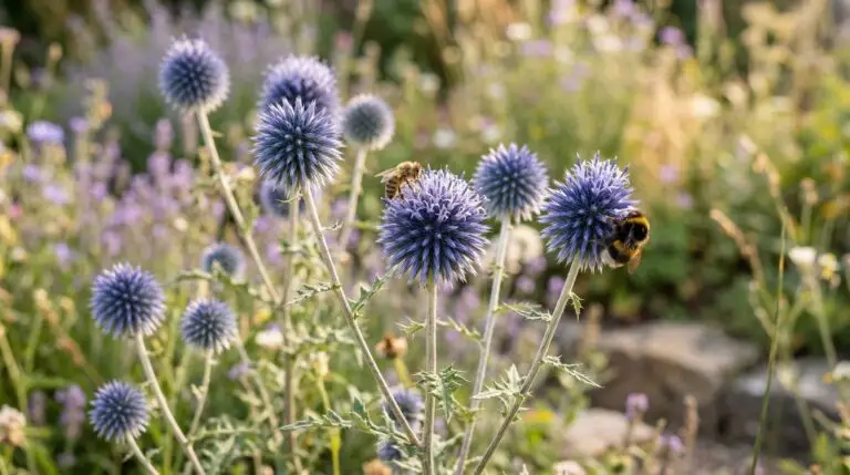 Globe thistle as a pollinator powerhouse attracting more bees than almost any perennial