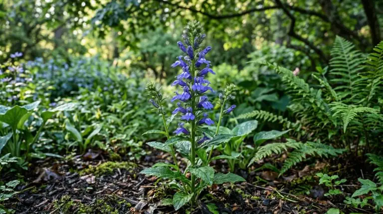Great blue lobelia in shady wet gardens where most blue flowers refuse to grow