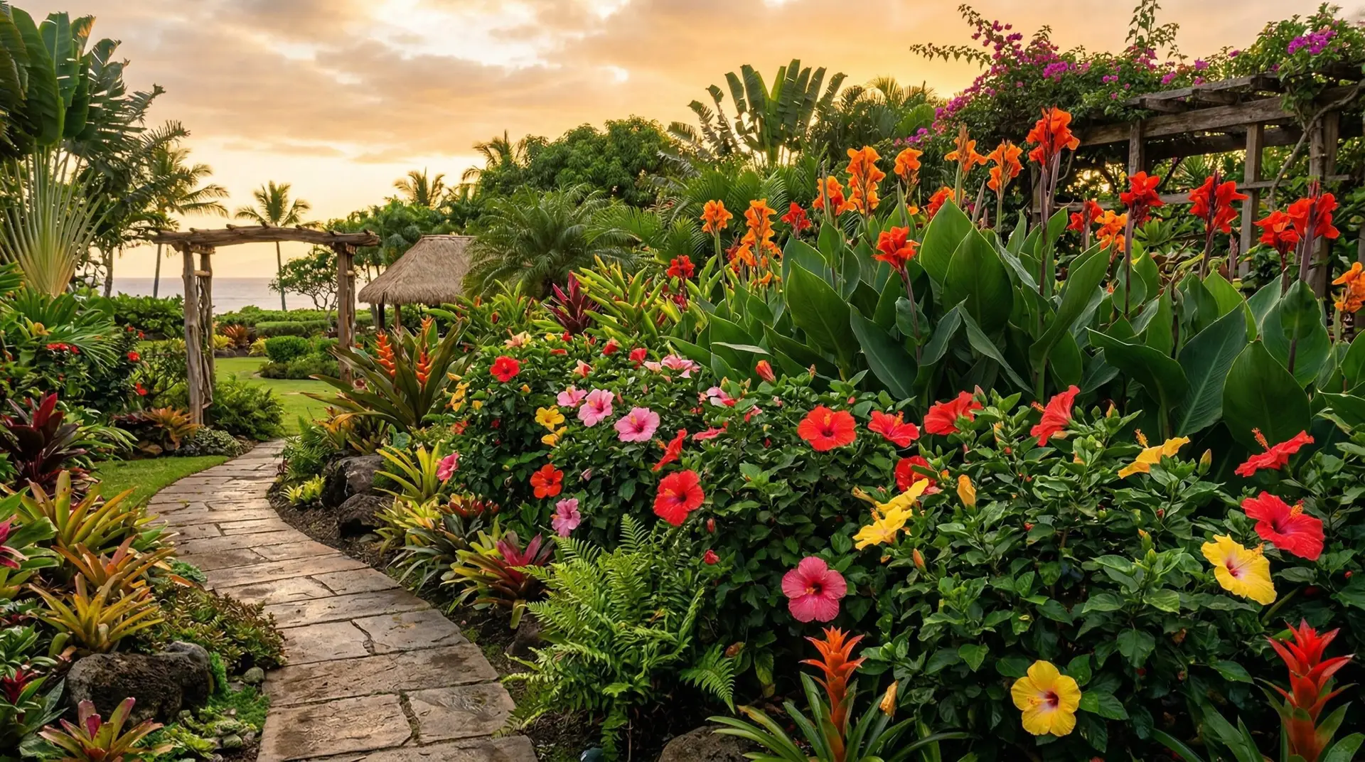 Hibiscus - Companion plants for hibiscus in a tropical-themed garden border