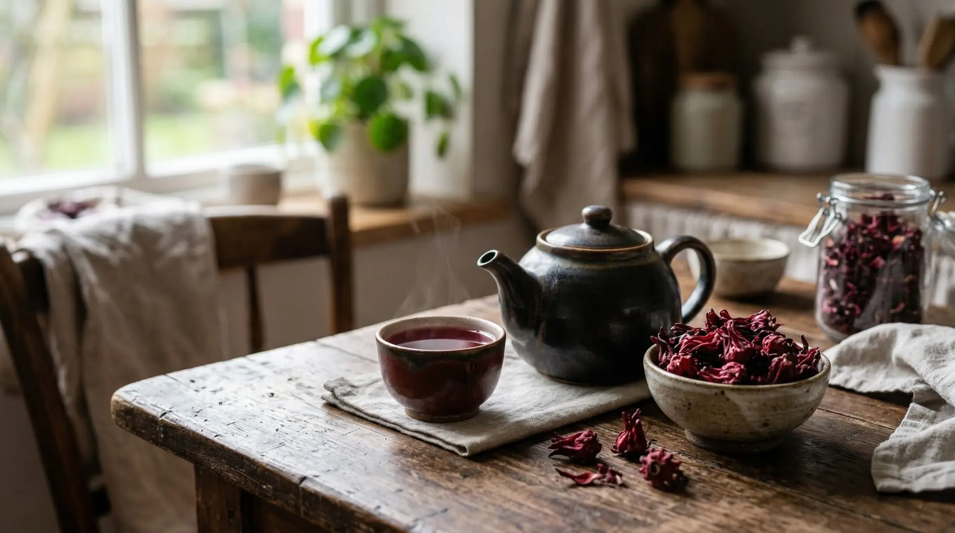 Hibiscus - Hibiscus tea from flowers to cup and the health benefits of this ruby red drink