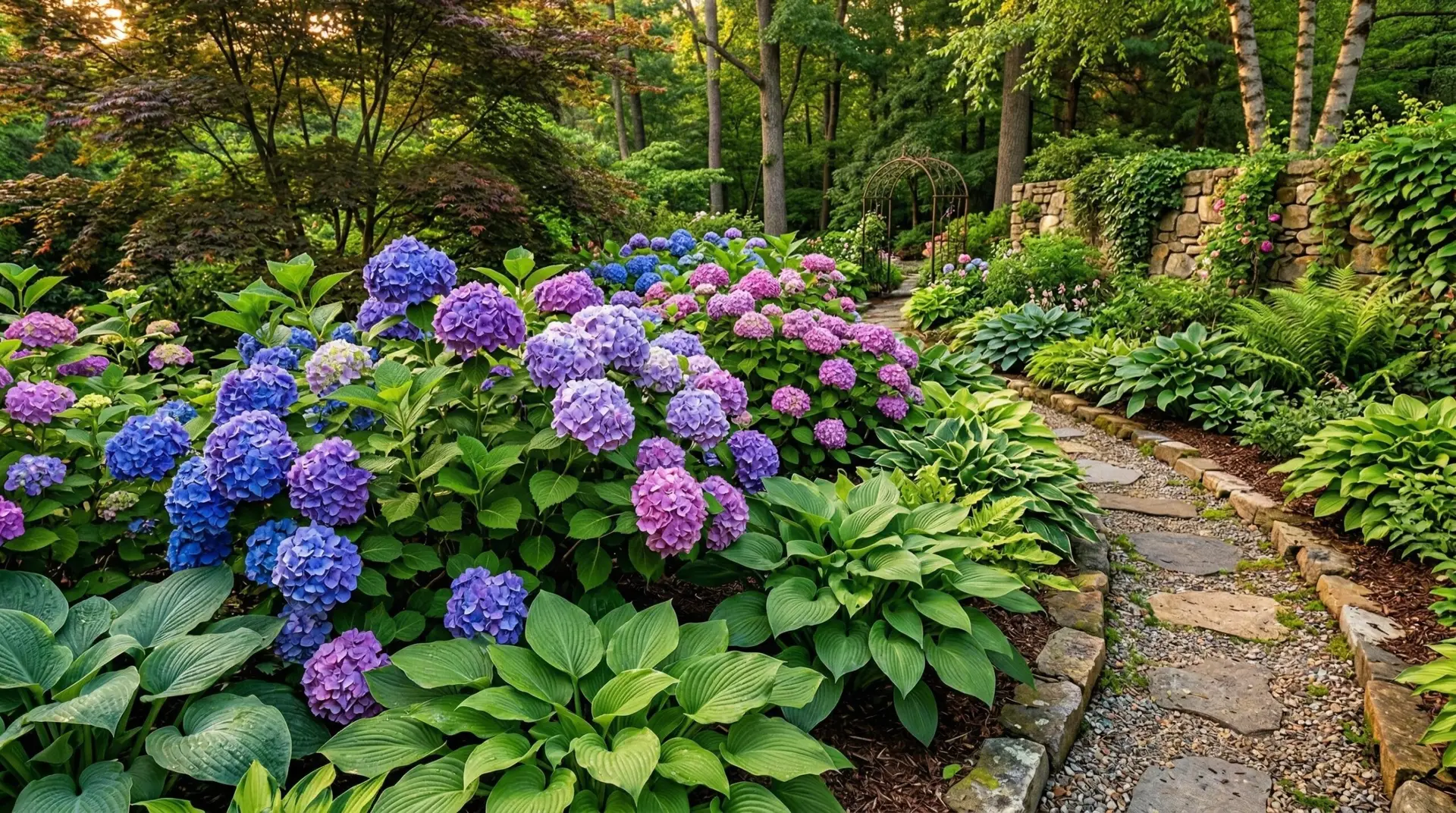 Hydrangea macrophylla - Companion plants for hydrangeas in a shady border that looks beautiful all season