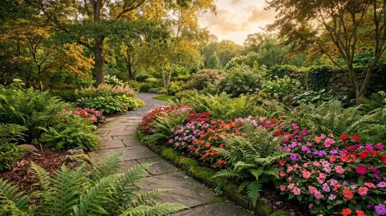 Companion plants for impatiens in shade gardens and woodland borders