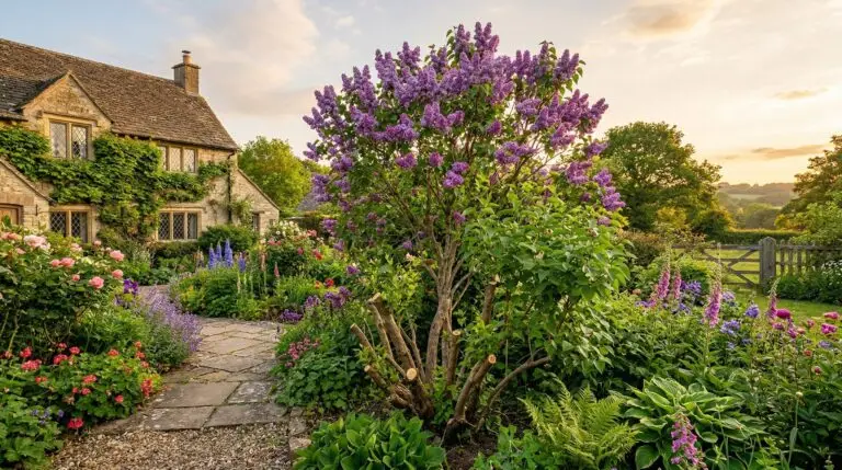 Pruning and rejuvenating old lilac bushes that have become overgrown and leggy