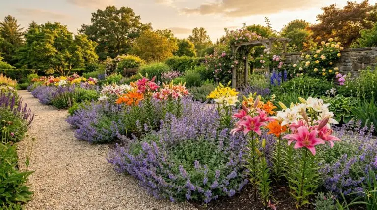 Companion plants for lilies that support tall stems and extend the garden season