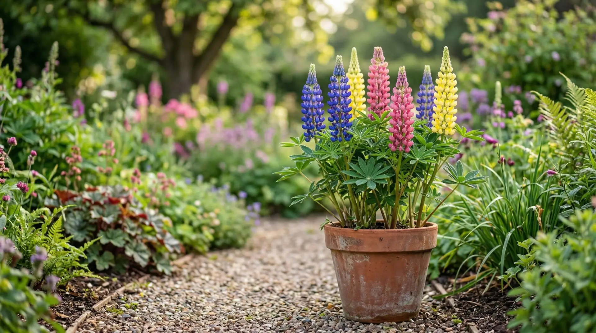 Lupine - Growing lupines in containers for a vertical flower show on patios and doorsteps