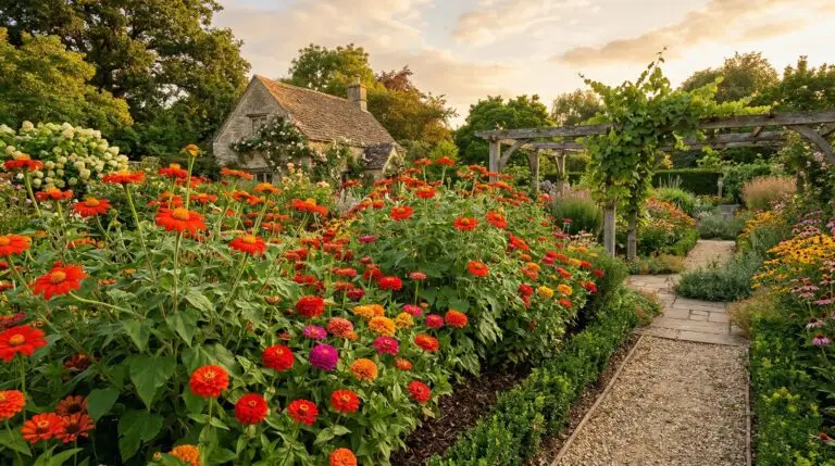 Companion plants for Mexican sunflowers in a hot-colored late summer butterfly border