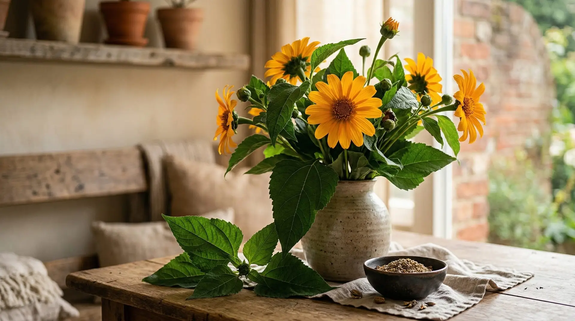 Mexican Sunflower - Mexican sunflower leaves as a natural fertilizer and green mulch for vegetable gardens