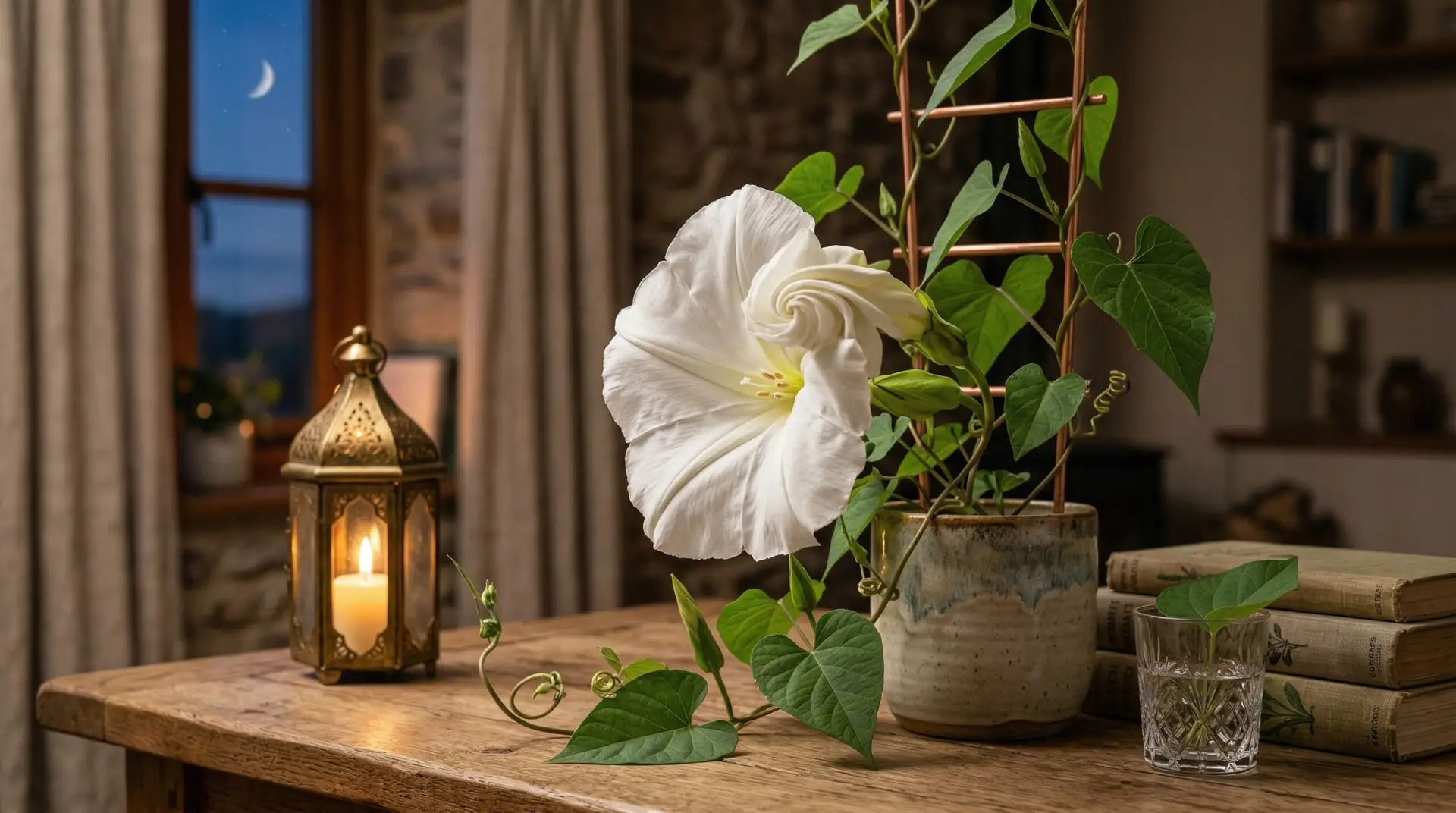 Moonflower - Watching moonflowers open at sunset and the garden ritual of evening flower watching