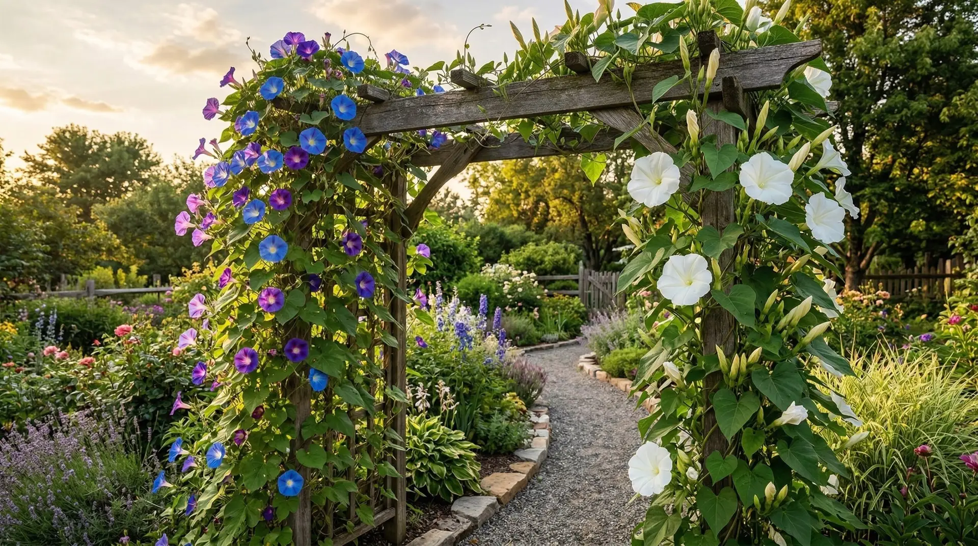 Morning Glories - Companion plants for morning glories that create a colorful summer vine garden