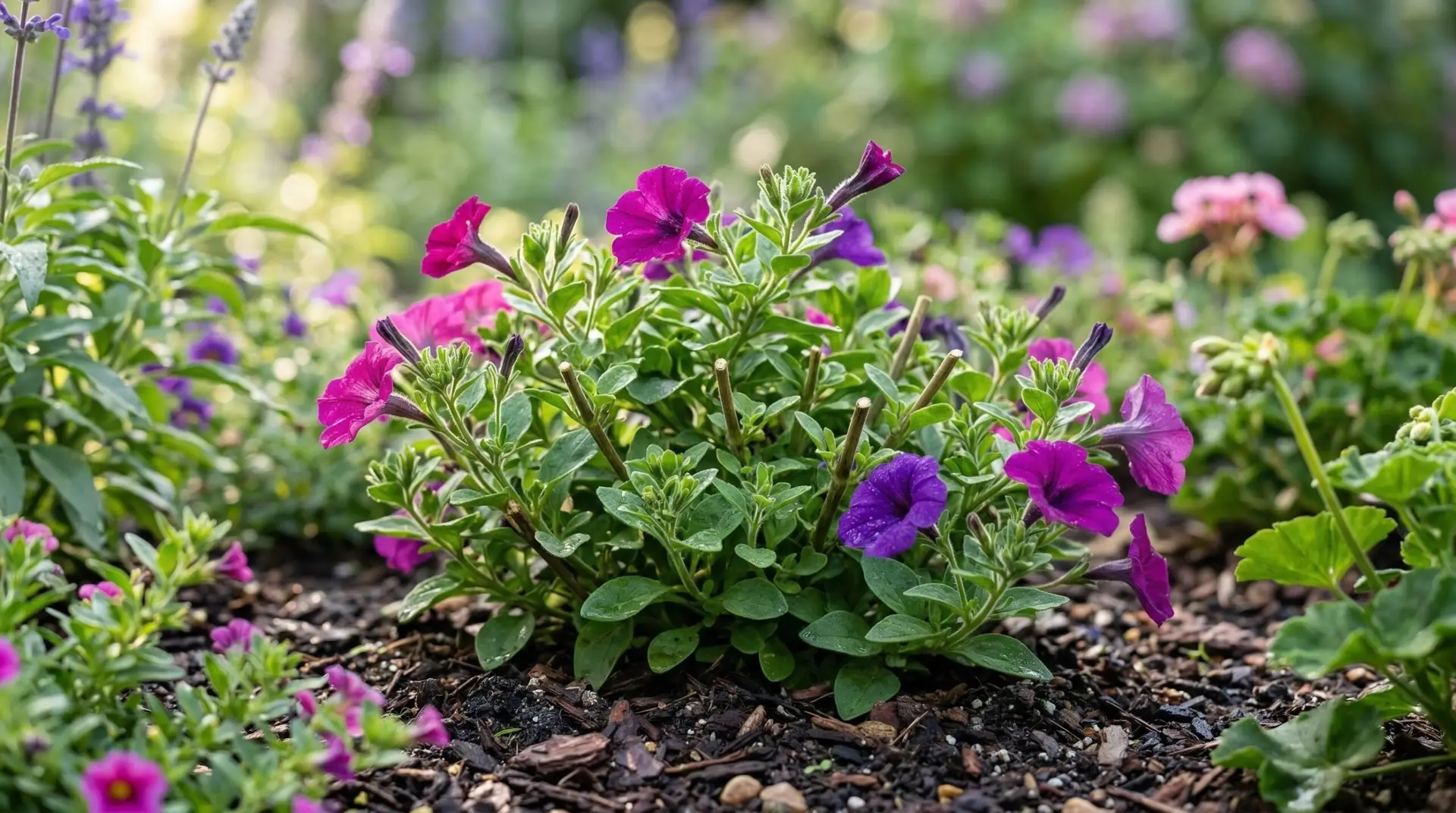 Petunia - Why petunias get leggy and scraggly by midsummer and the hard cutback that saves them