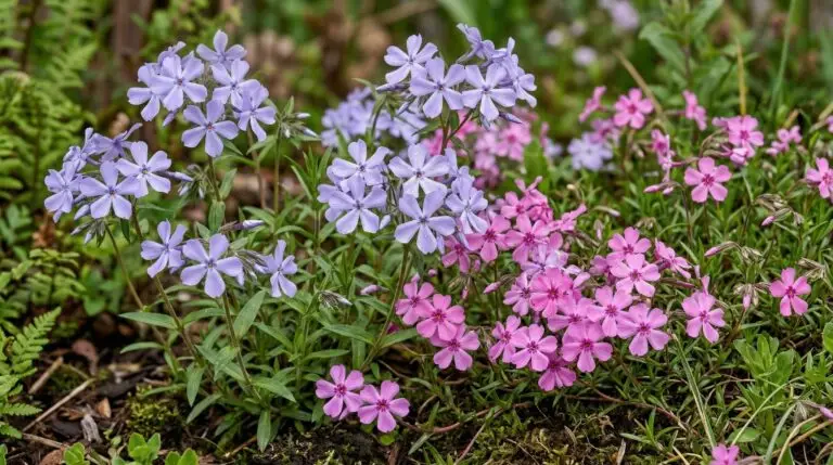 Woodland phlox for shade gardens with delicate spring flowers and sweet fragrance