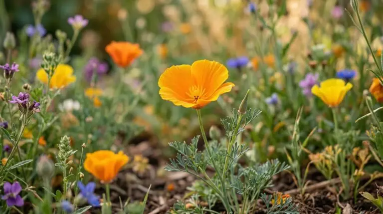Growing California poppies for golden wildflower color in dry sunny gardens