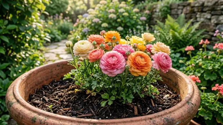 Growing ranunculus in containers for a spring flower show on patios and porches