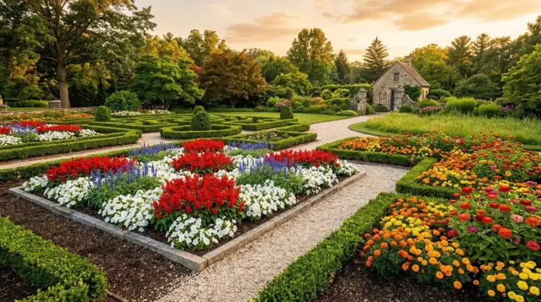 Companion plants for scarlet sage in formal beds and patriotic color schemes
